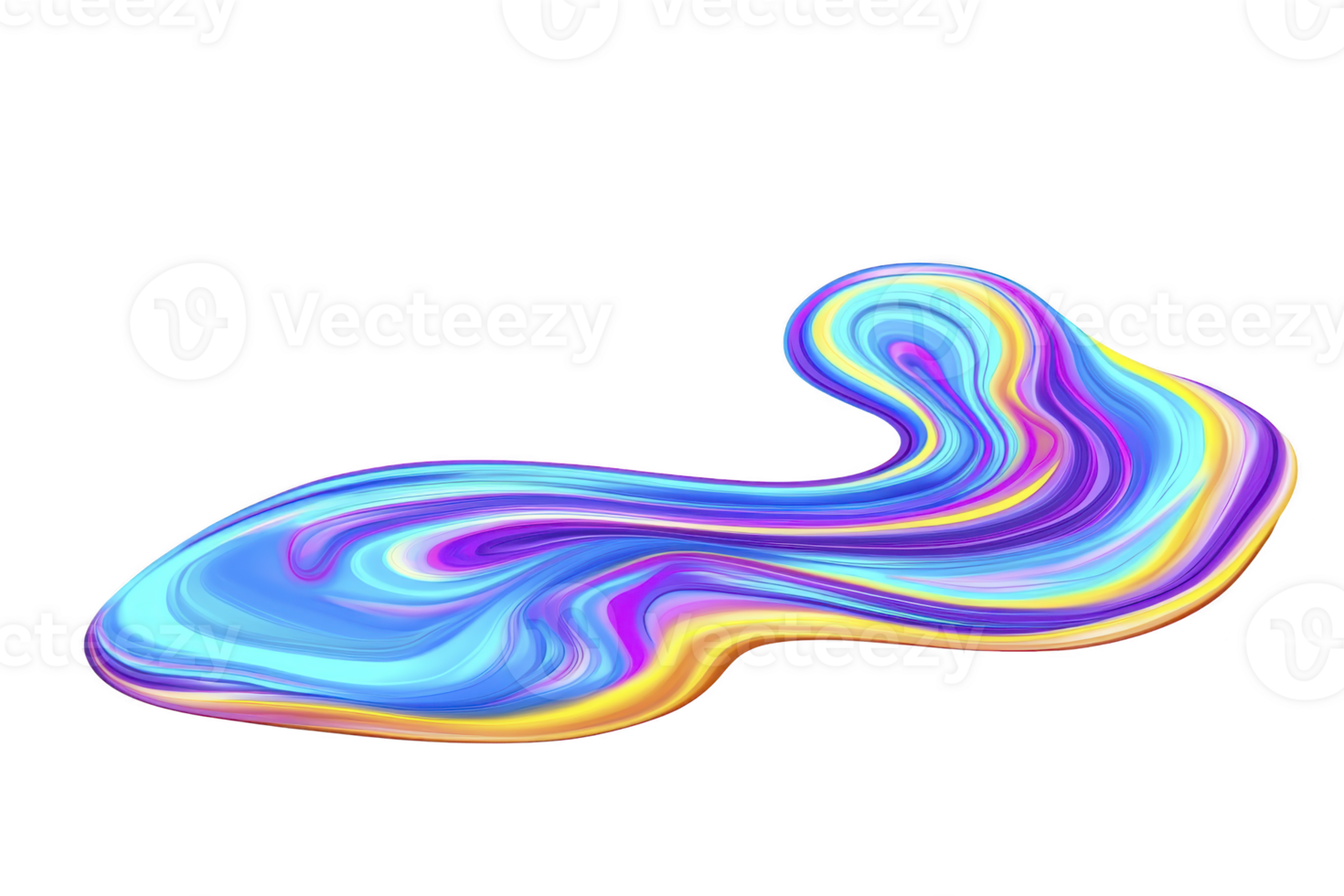 A vibrant, abstract swirl of colors creates dynamic and fluid shape, blending shades of blue, purple, pink, and yellow. design evokes sense of movement and creativity png