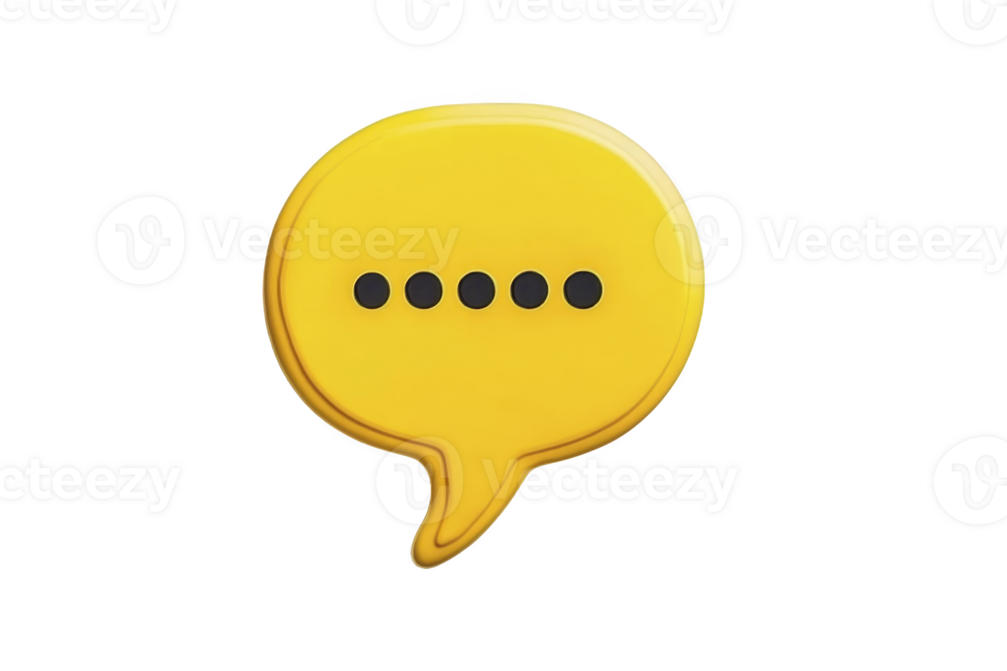 A bright yellow speech bubble icon with five black dots conveys communication and conversation. simple design is ideal for messaging apps or social media graphics png
