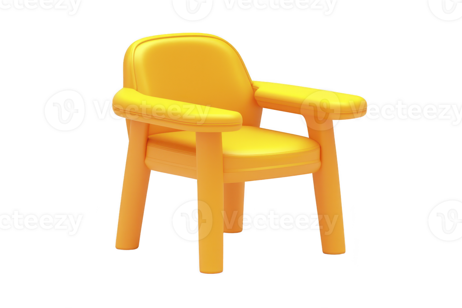 A vibrant yellow plastic chair with armrests and modern design, perfect for adding pop of color to any space. Its sturdy construction and comfortable seating make it ideal for both indoor png