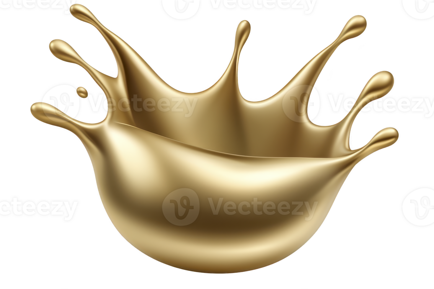 A splash of liquid in metallic gold color forms crown like shape, creating dynamic and luxurious visual effect. smooth texture and reflective surface enhance its elegance png