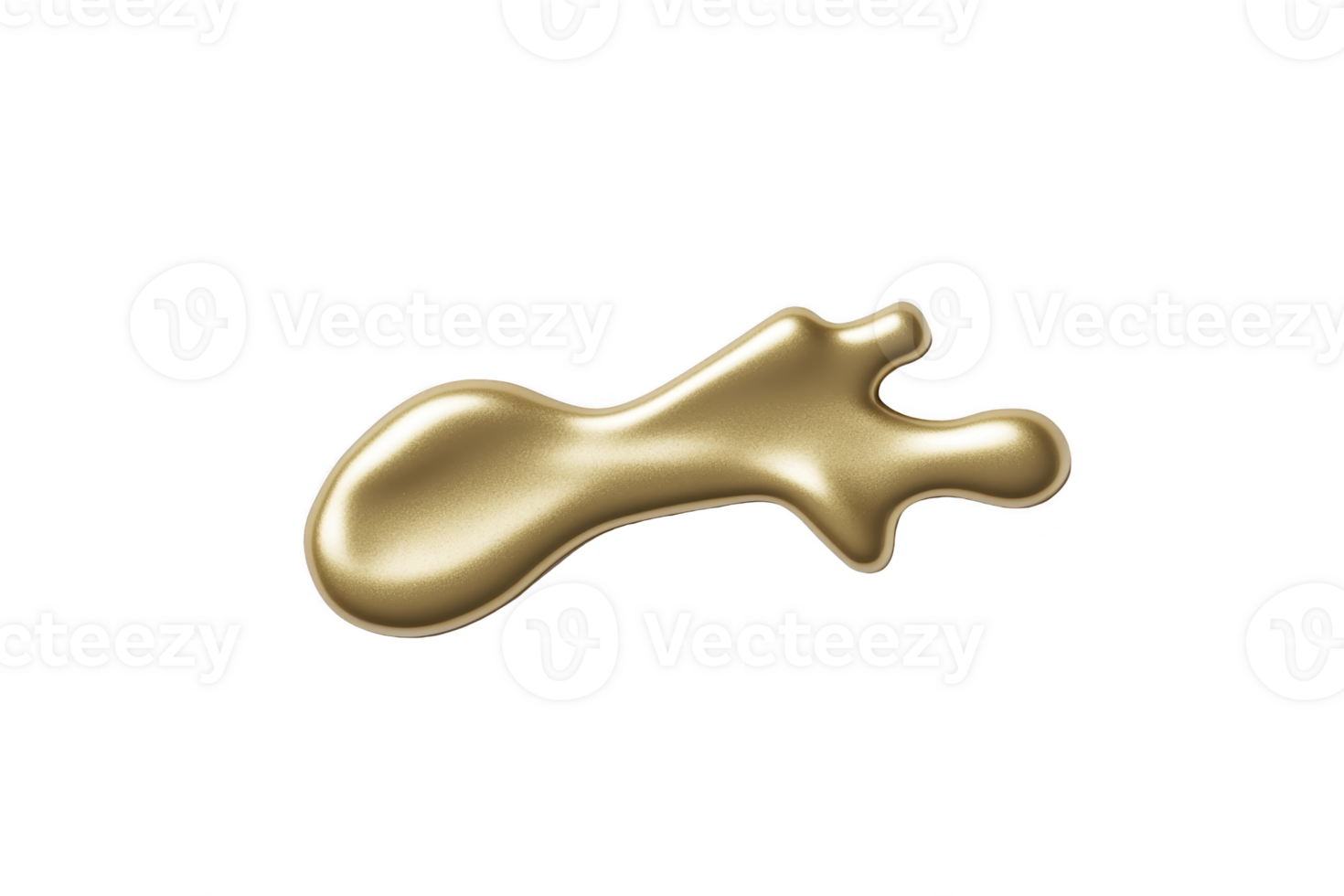 A shiny, abstract gold splash shape on transparent background, resembling liquid metal or paint. smooth, fluid form suggests movement and elegance, ideal for creative design use png