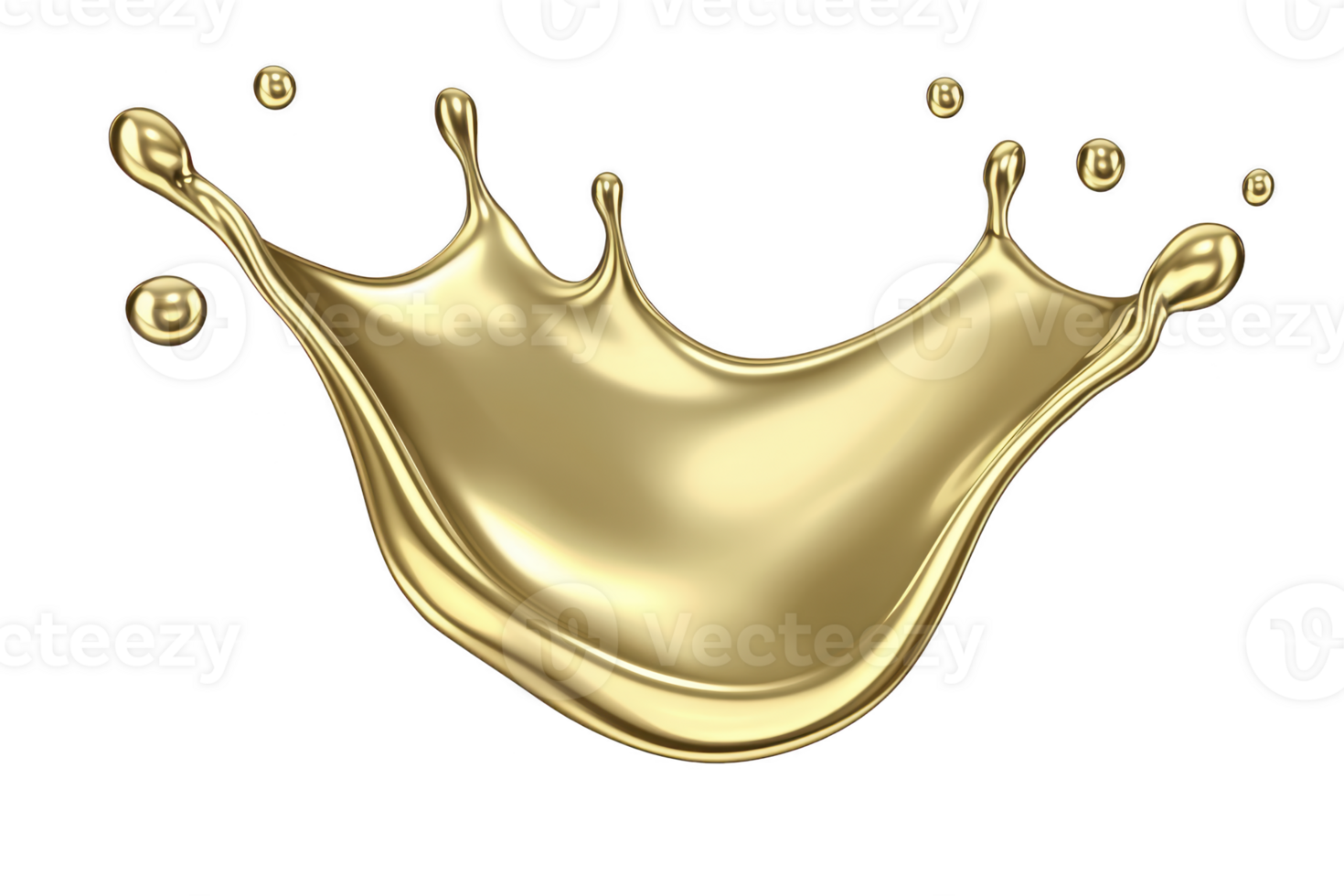 A splash of shiny golden liquid forms elegant, dynamic shape against transparent background, conveying sense of luxury and fluidity png