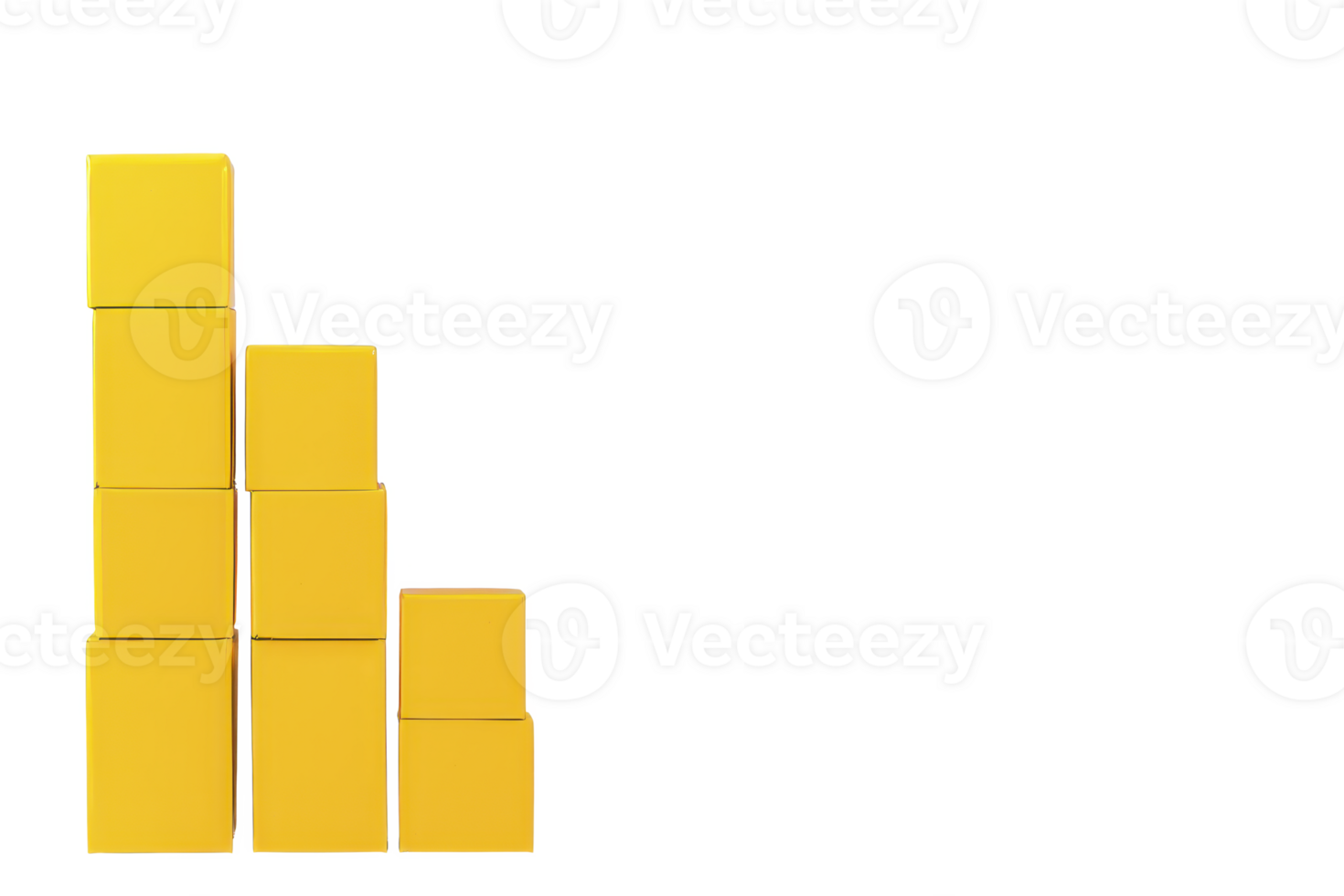 A Yellow blocks stacked in descending order create bar graph shape against transparency background, symbolizing data visualization or growth analysis png