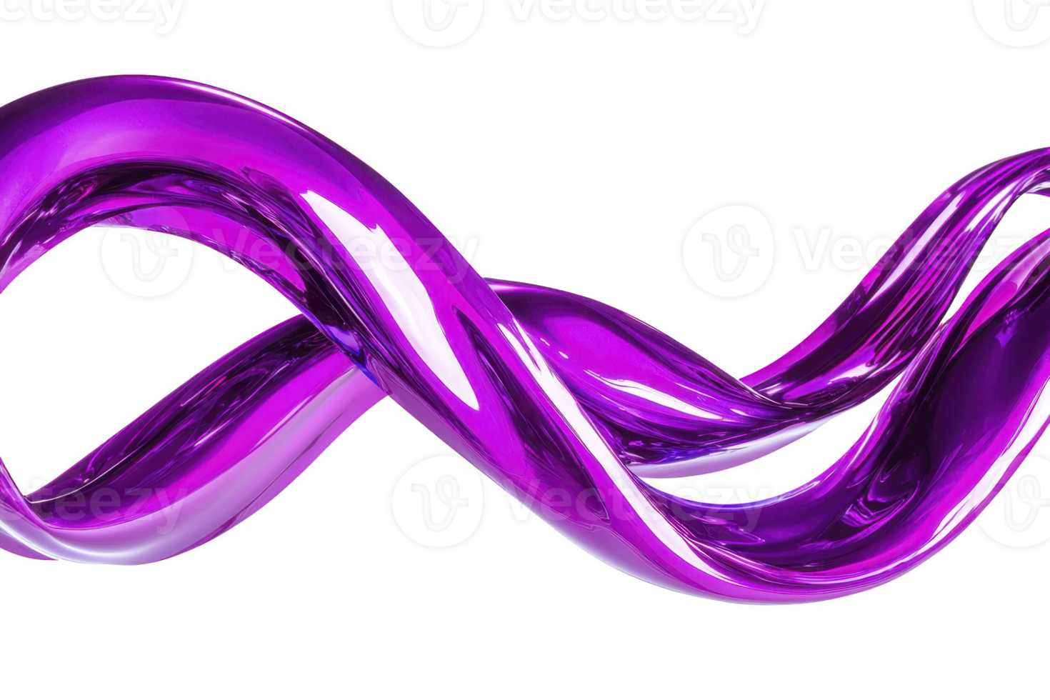 A shiny, abstract purple ribbon twists and turns in fluid, infinite loop, creating sense of motion and elegance. glossy surface reflects light, enhancing its vibrant color and dynamic form png