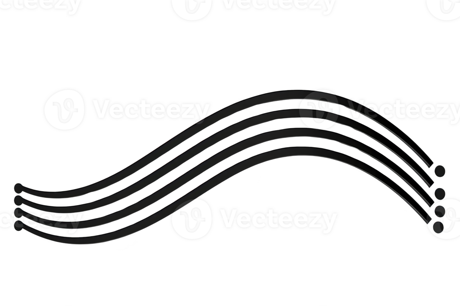 A simple black wavy line design with parallel curves and dots at ends, resembling stylized musical staff or abstract wave pattern. minimalist style adds modern touch png