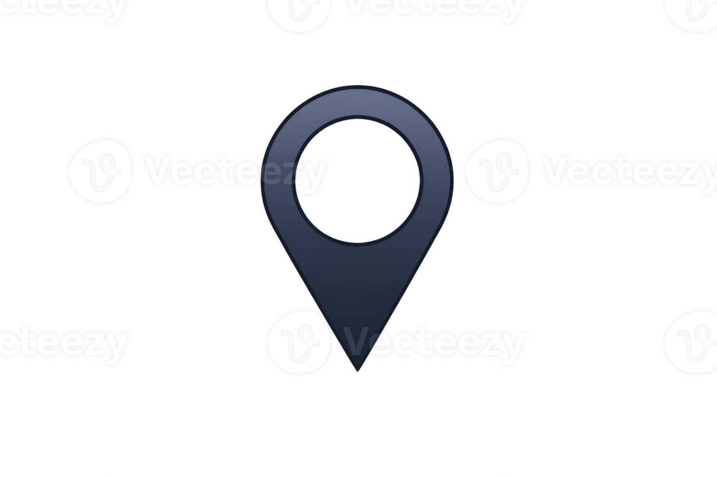 A dark blue location pin icon is depicted against transparency background, symbolizing navigation or mapping. simple design is commonly used in digital maps to indicate specific point or location png
