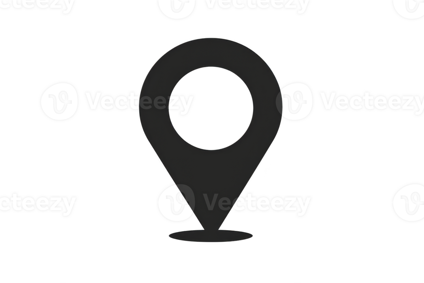 A black location pin icon is depicted on transparency background, symbolizing navigation or map location. simple design is commonly used in digital maps and GPS applications png