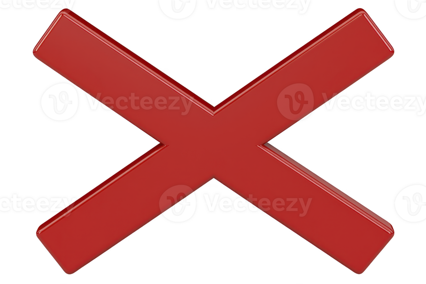 A large red cross symbol on transparency background, representing concept of error or cancellation. bold red color and simple design convey clear message of negation or prohibition png
