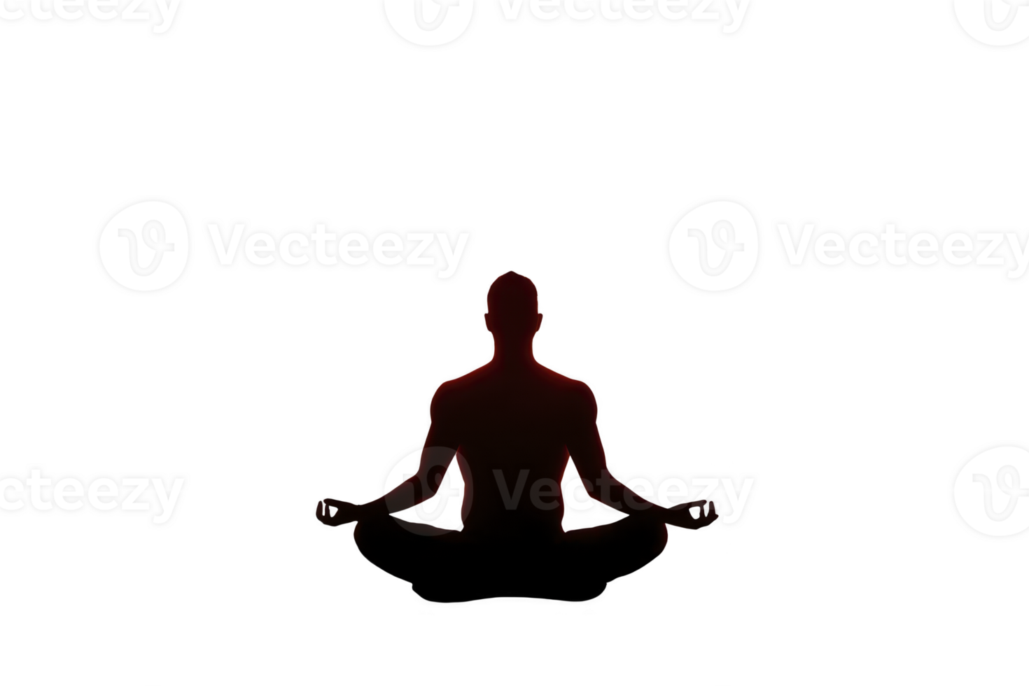 A silhouette of person meditating in lotus position, exuding calm and tranquility. figure is centered against transparency background, emphasizing peaceful posture png