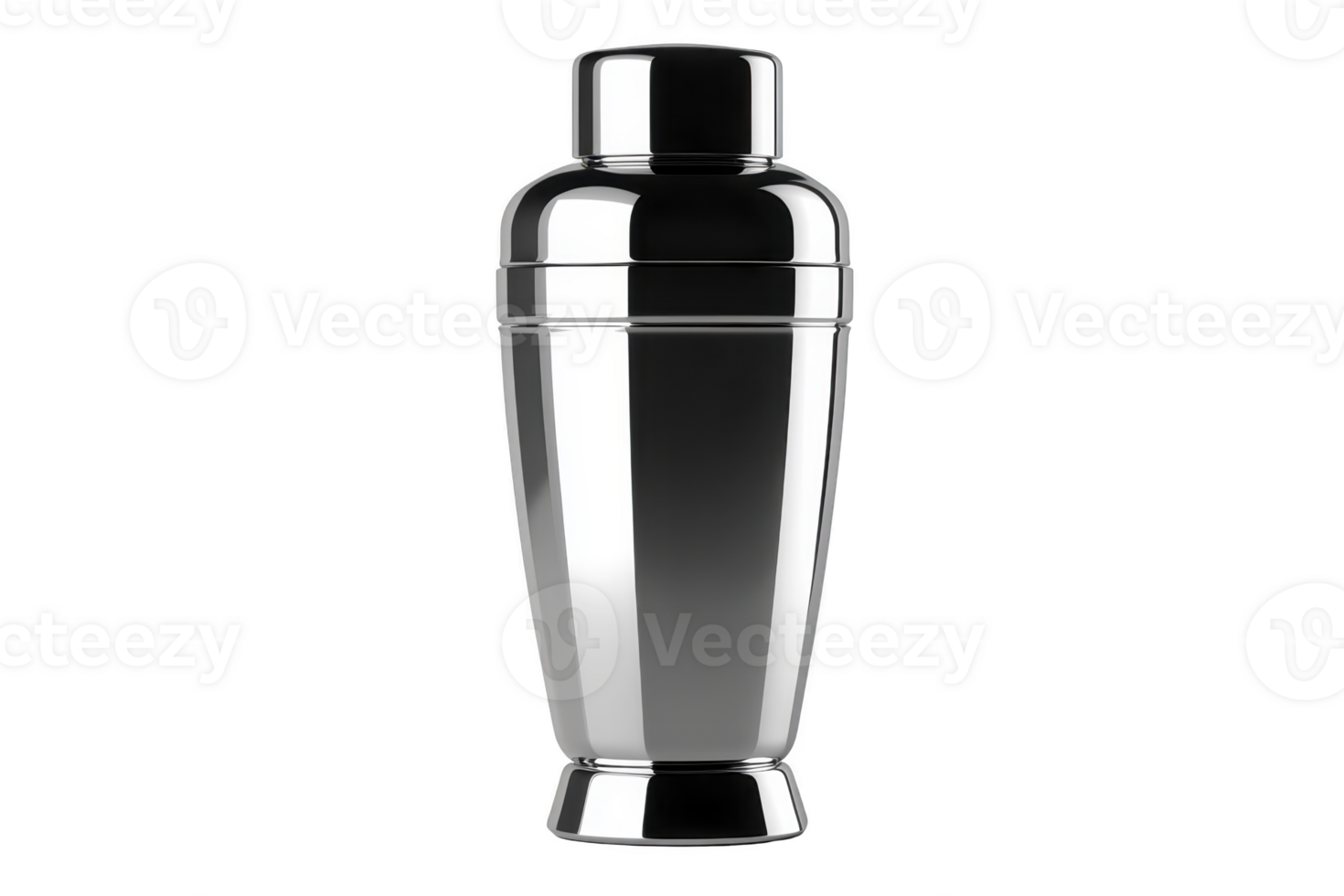 A sleek stainless steel cocktail shaker with polished finish, perfect for mixing drinks at home or in bar setting. Its elegant design adds touch of sophistication to any occasion png