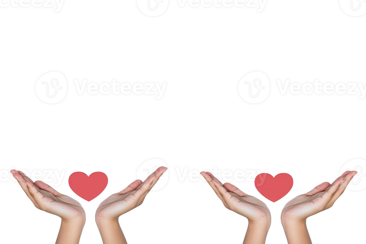 A Two hands are gently cupping red heart symbol, conveying sense of care and love. image emphasizes themes of compassion, support, and kindness, with focus on human connection png