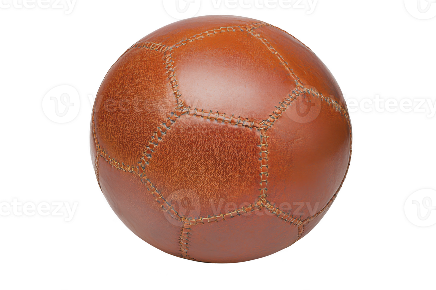 A vintage leather soccer ball with visible stitching and rich brown color, evoking nostalgia and classic sportsmanship. ball texture and craftsmanship are evident png