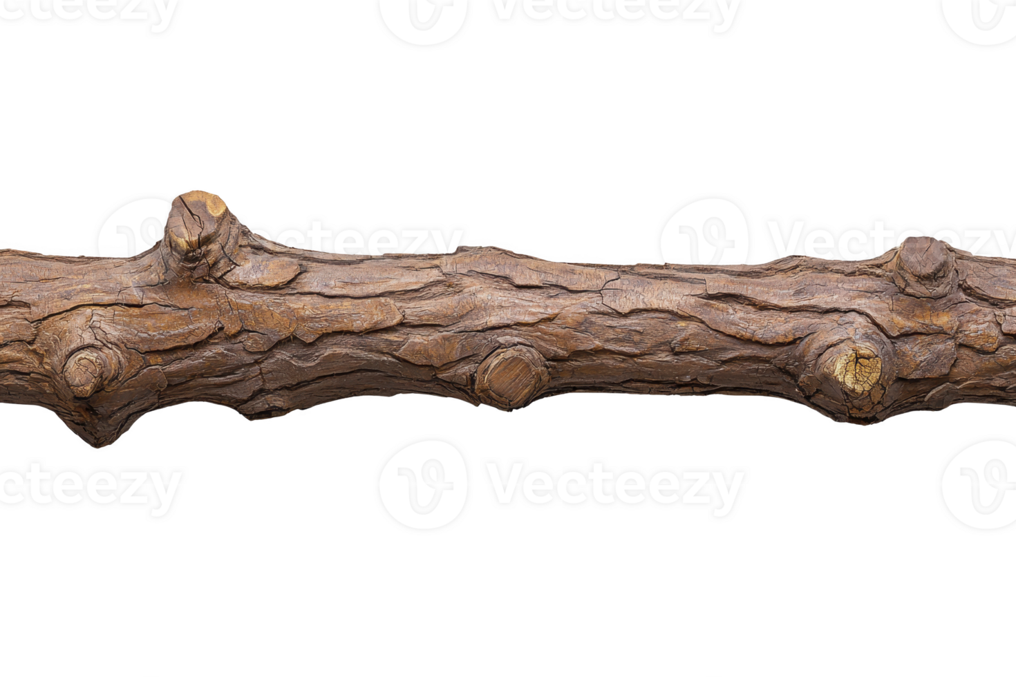 A detailed image of textured wooden branch with visible knots and natural brown color, isolated transparency background. branch appears sturdy and organic, showcasing intricate patterns of wood png