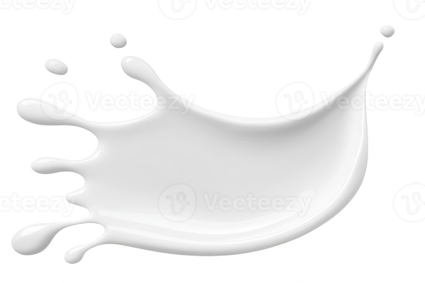 A splash of white liquid with smooth curves and droplets, resembling milk or paint, isolated on transparent background. dynamic shape conveys motion and fluidity png