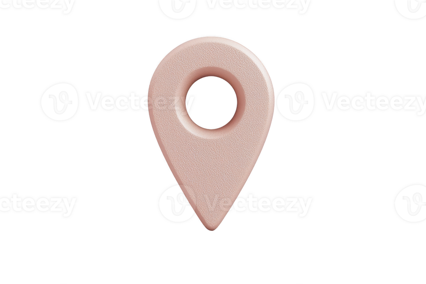 A 3D rendered pink location pin icon with smooth texture, isolated on transparency background, symbolizing navigation or map markers. design is simple and modern png
