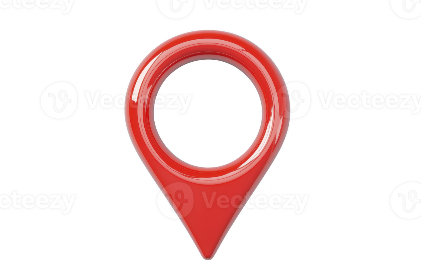 A glossy red map pin icon with circular design, symbolizing location or navigation. shiny surface and vibrant color make it visually striking, ideal for digital maps or apps png