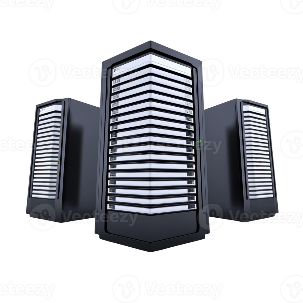 futuristic server rack with glowing lights stands prominently, symbolizing advanced technology and data storage solutions. sleek design and illuminated panels convey innovation png
