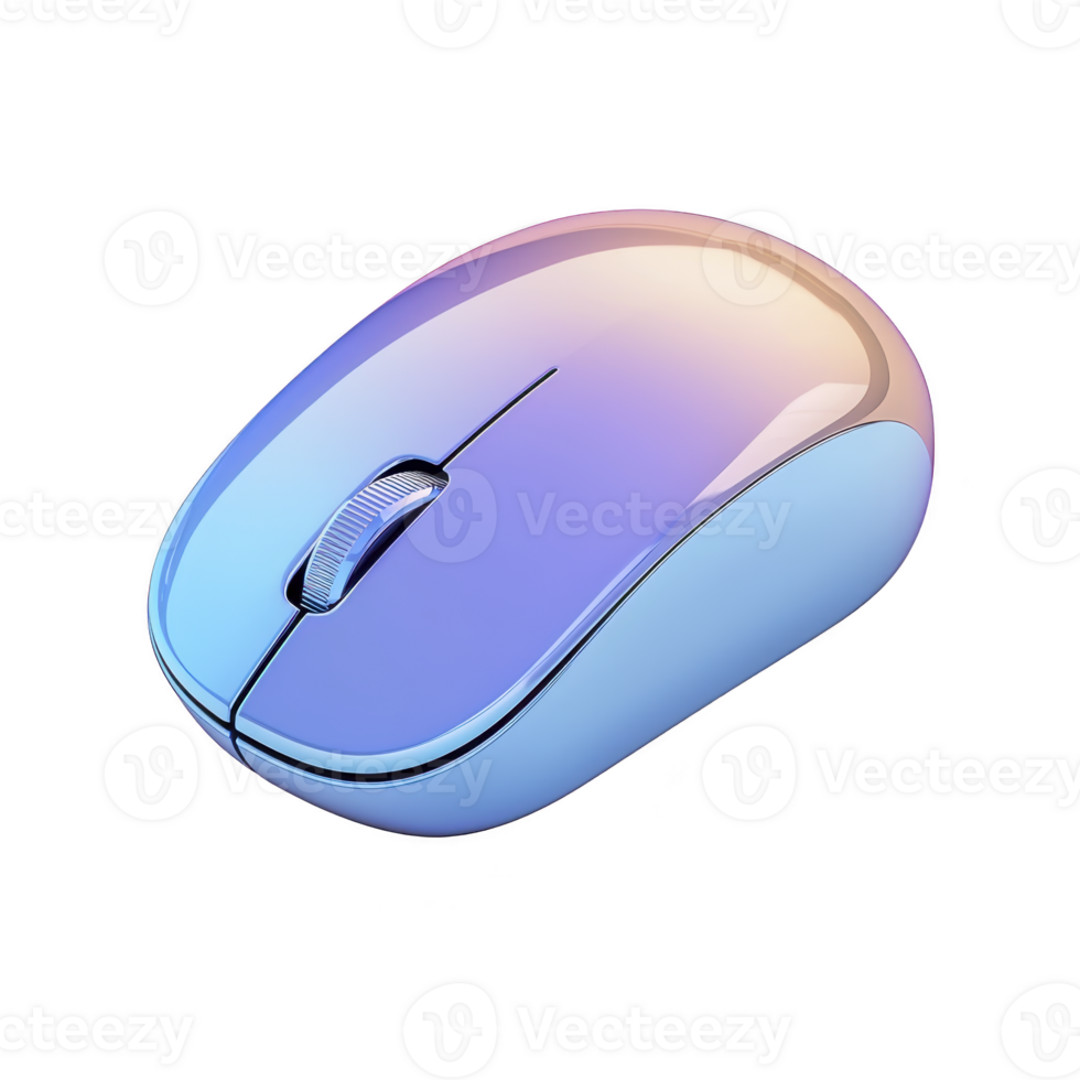 sleek, modern wireless computer mouse with gradient blue and purple design, featuring smooth surface and ergonomic shape for comfortable use png