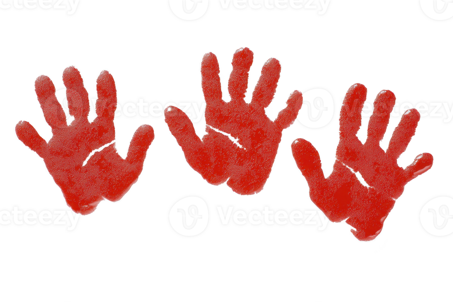 A Red handprints on transparency background create striking and bold visual effect, evoking sense of creativity and expression. vivid color contrasts sharply with dark backdrop png