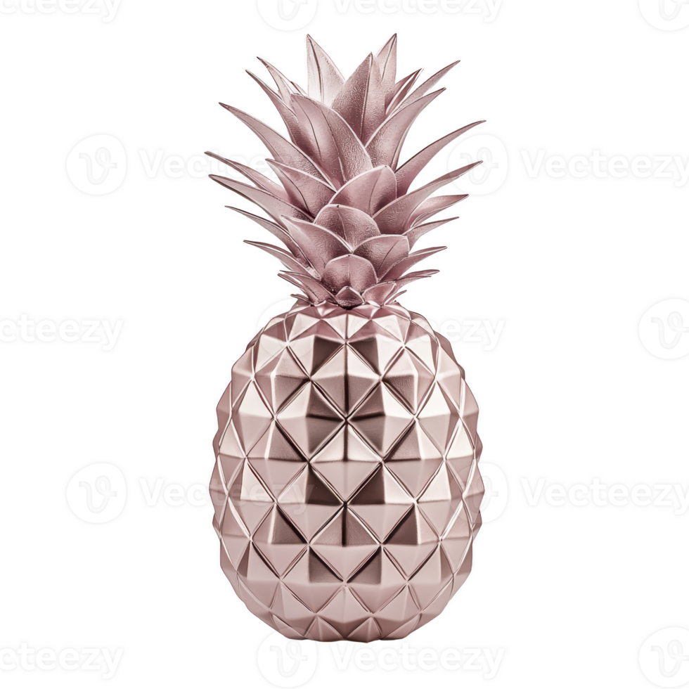 geometric, metallic pink pineapple sculpture with modern design stands out against transparency background, showcasing its unique texture and artistic appeal png