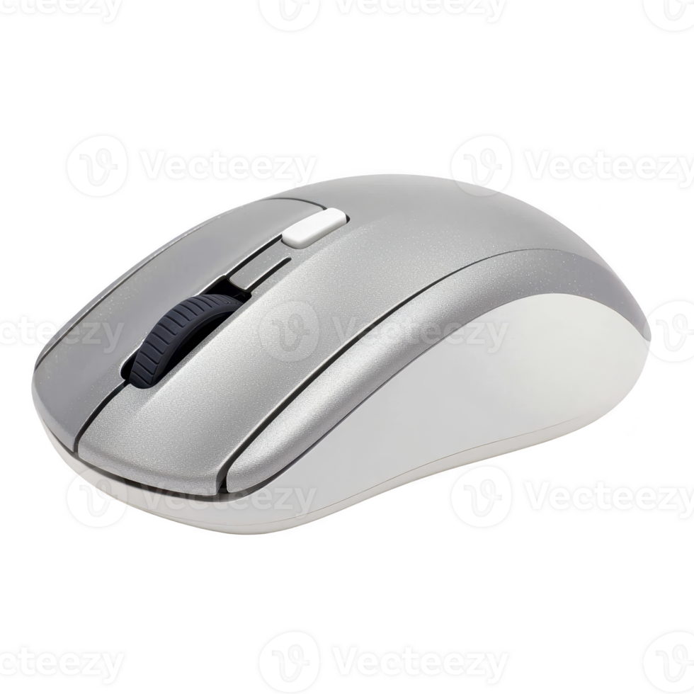lustroso prata sem fio computador rato com rolagem roda e ergonômico projeto, perfeito para confortável usar e eficiente navegação png