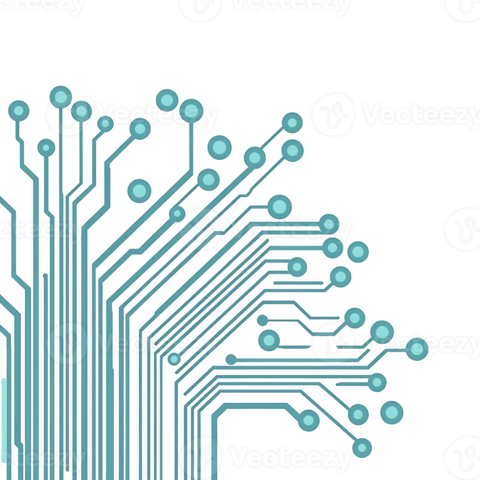 digital circuit board pattern with intricate lines and nodes, representing technology and connectivity. abstract design evokes sense of innovation and modernity png