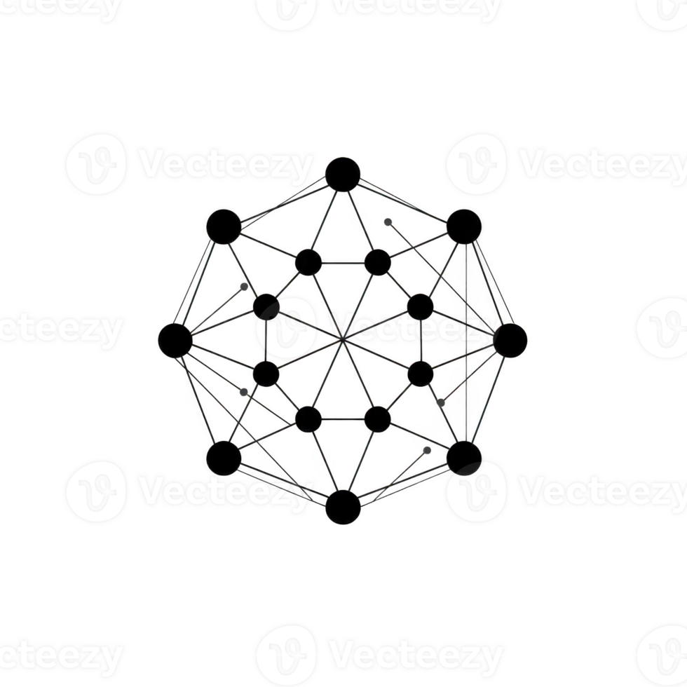 This features geometric network of interconnected nodes forming spherical shape, symbolizing connectivity and complexity. design is minimalistic and abstract.geometric network of interconnected png
