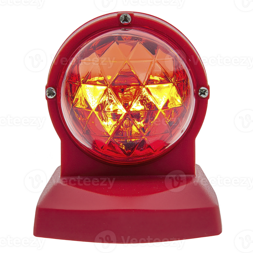 red emergency warning light with diamond patterned lens emits bright, cautionary glow. sturdy base and vibrant color enhance its visibility, ensuring effective signaling png