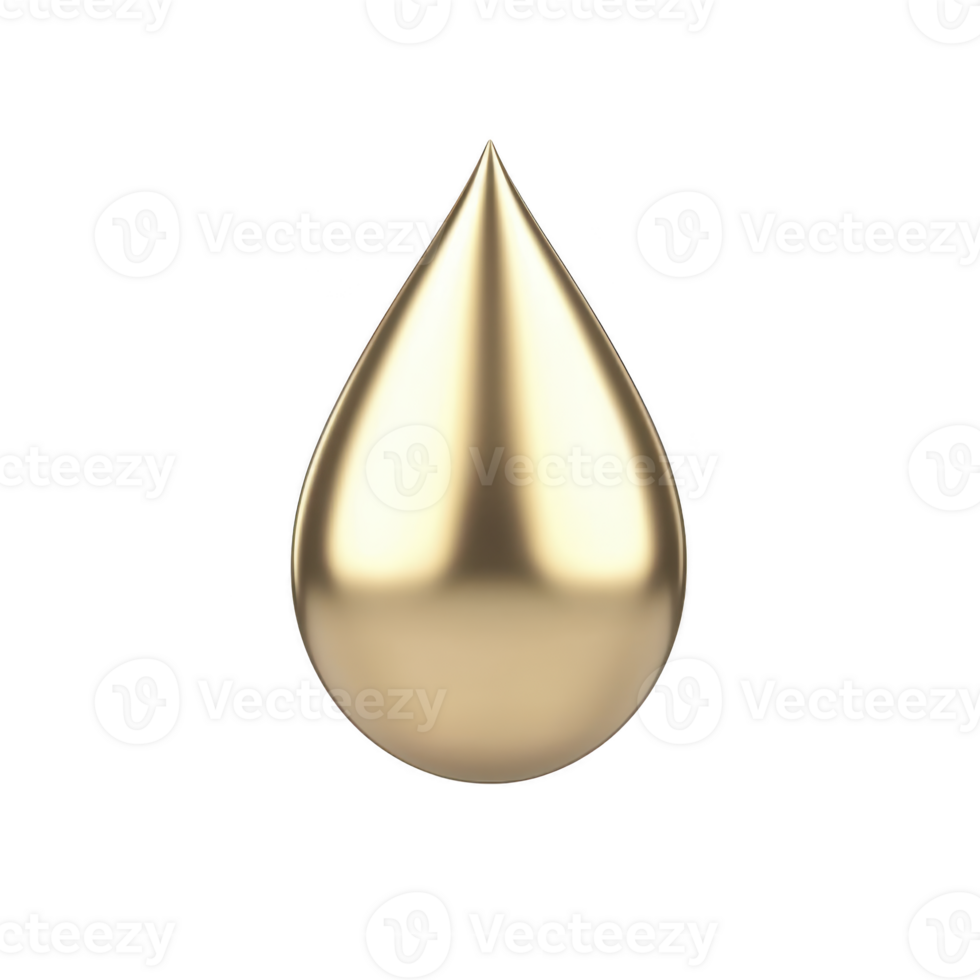 A shiny golden droplet with smooth surface, isolated on transparency background, symbolizes luxury and elegance. reflective quality adds sense of depth and richness png
