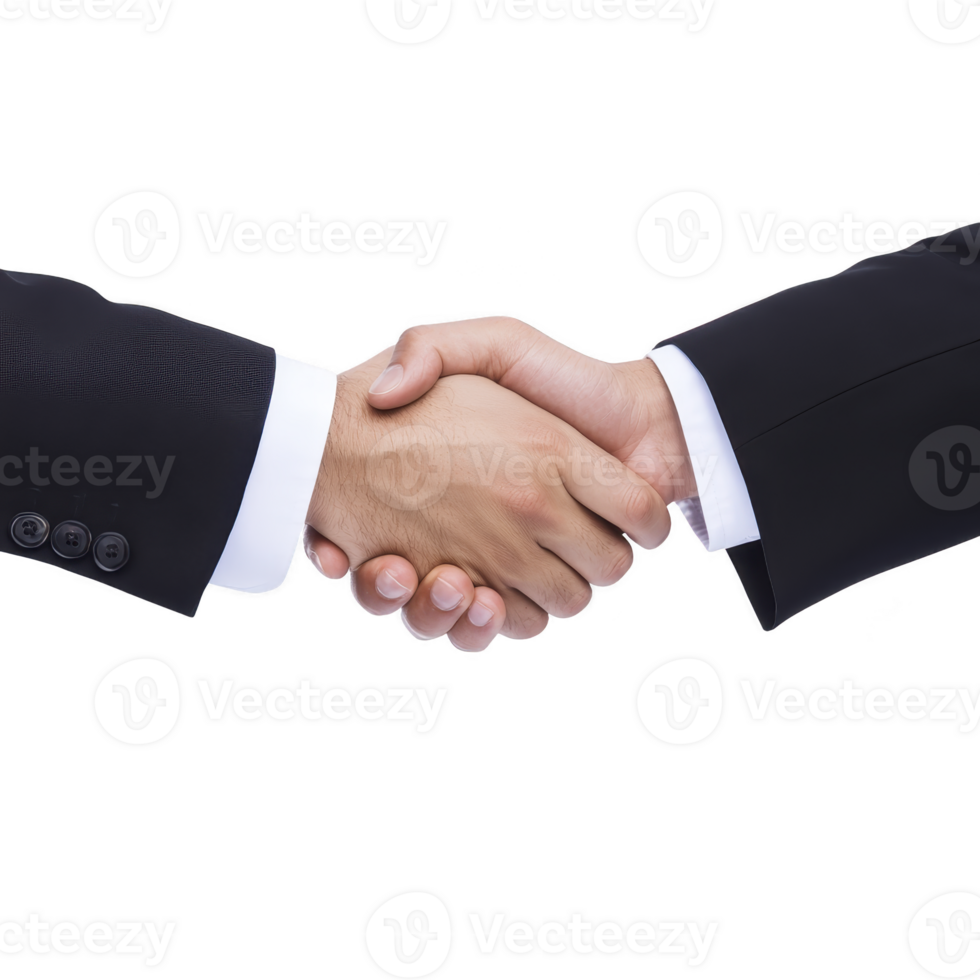 A Two people in business attire shaking hands, symbolizing agreement and partnership. handshake represents cooperation, trust, and successful negotiation in professional setting png