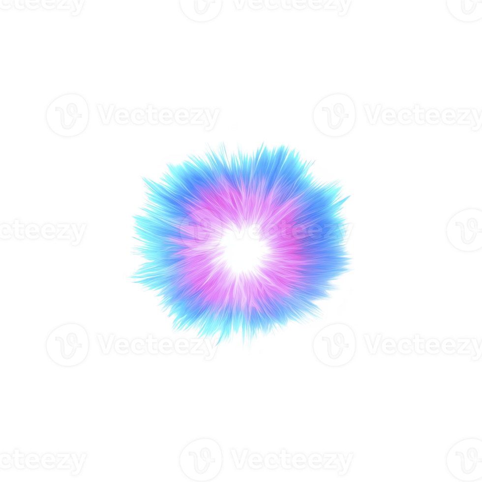 A vibrant, abstract explosion of blue and pink light radiates from center against transparency background, creating dynamic and energetic visual effect png