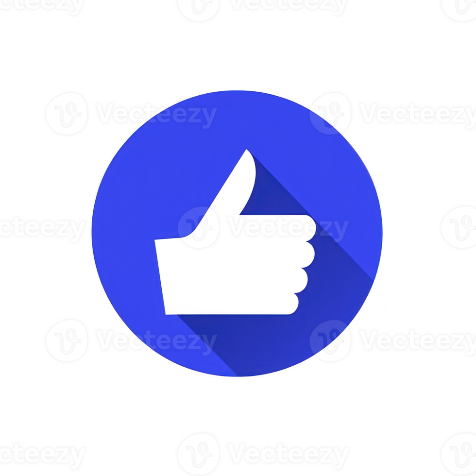 blue circular icon features thumbs up symbol, representing approval or agreement. design is simple and modern, with shadow effect adding depth to image png