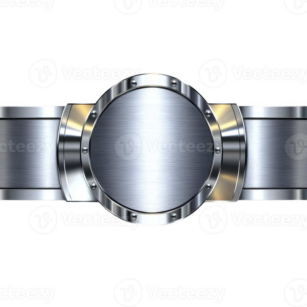 sleek, metallic watch face with brushed silver finish and rivet details, exuding modern and industrial aesthetic. design is minimalist, focusing on circular shape and metallic texture png