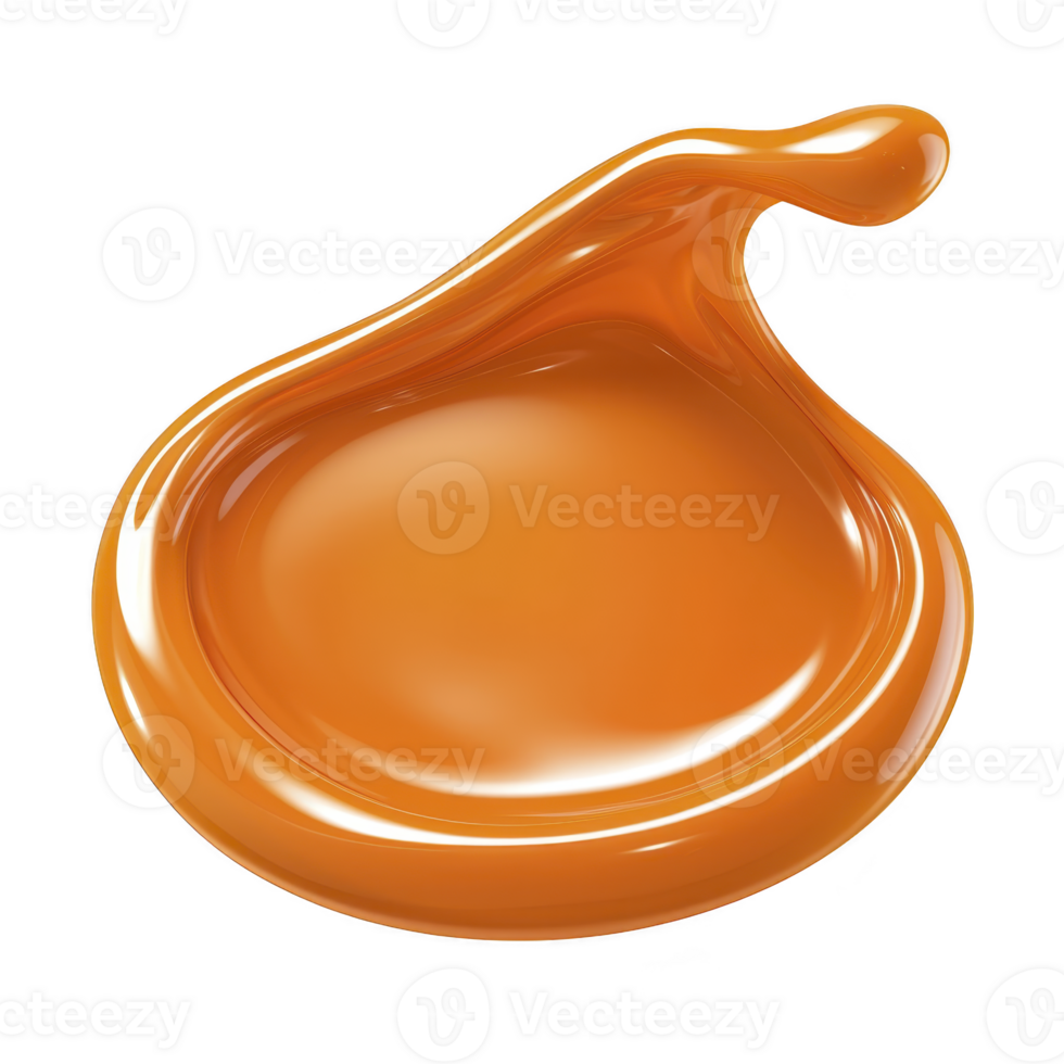 glossy, vibrant orange liquid splash with smooth, flowing shape, resembling droplet or wave. shiny surface reflects light, creating dynamic and energetic appearance png