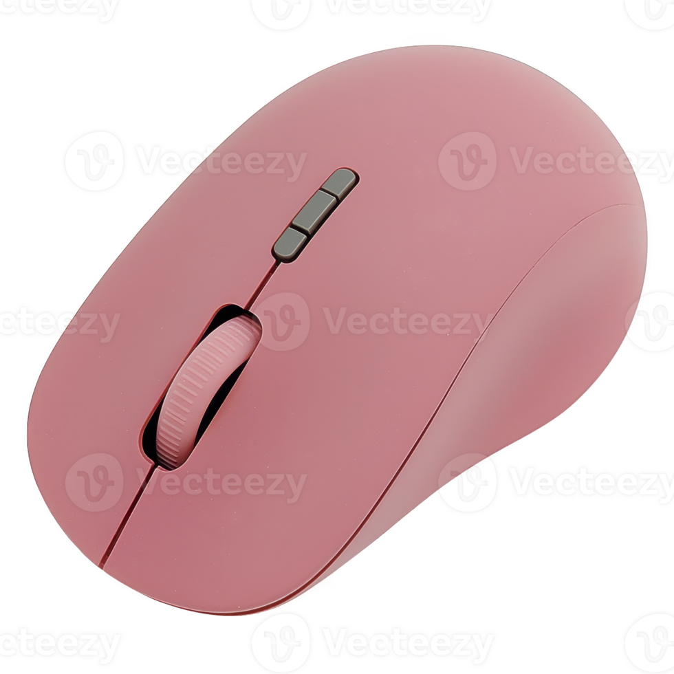 sleek pink wireless computer mouse with modern design, featuring scroll wheel and two buttons, perfect for enhancing your workspace with touch of color png