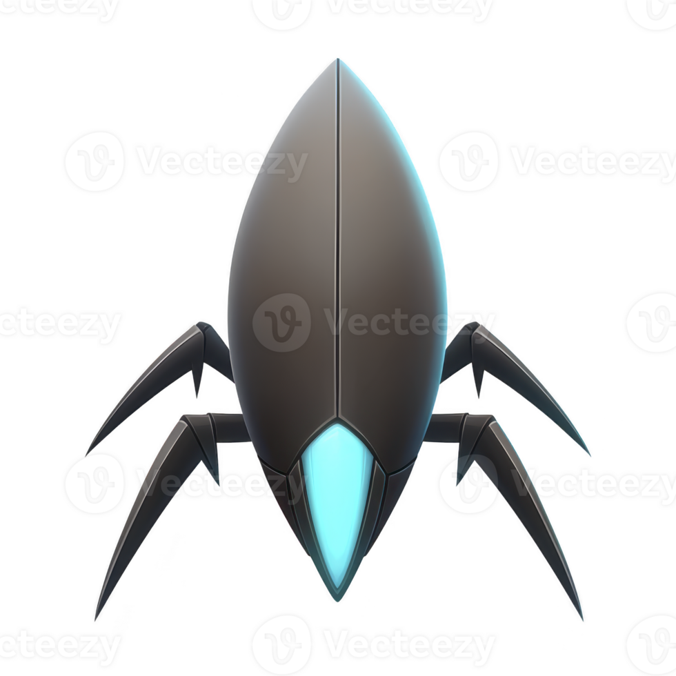 futuristic robotic spider with sleek, metallic body and glowing blue accents, showcasing advanced technology and innovation. design is both intriguing and slightly intimidating png