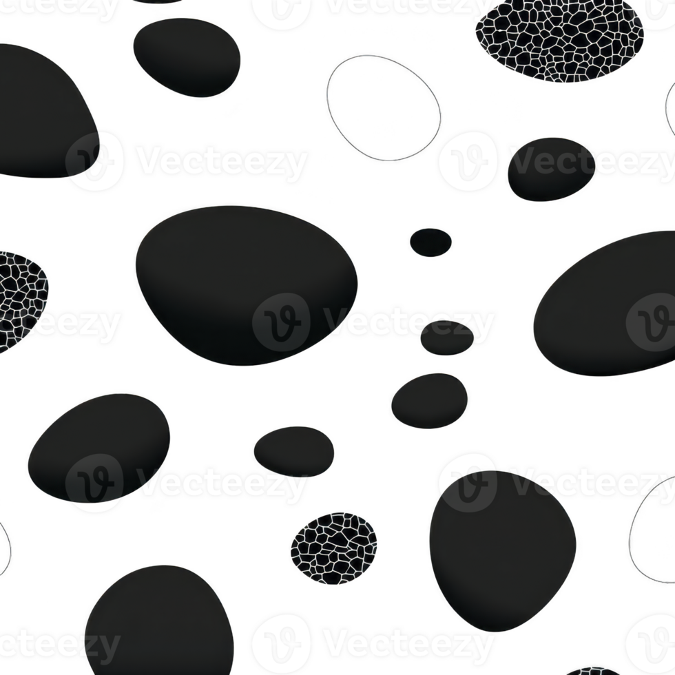 An Abstract black and white pattern with various sized circles and textured details, creating modern and artistic design png