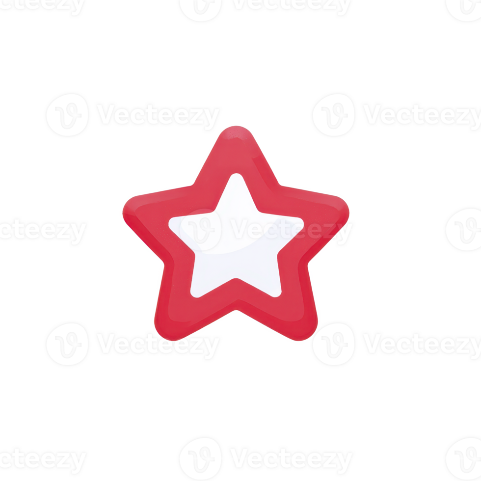 A red star shaped object with white center, isolated on transparency background. design is simple and bold, making it suitable for various decorative or symbolic uses png