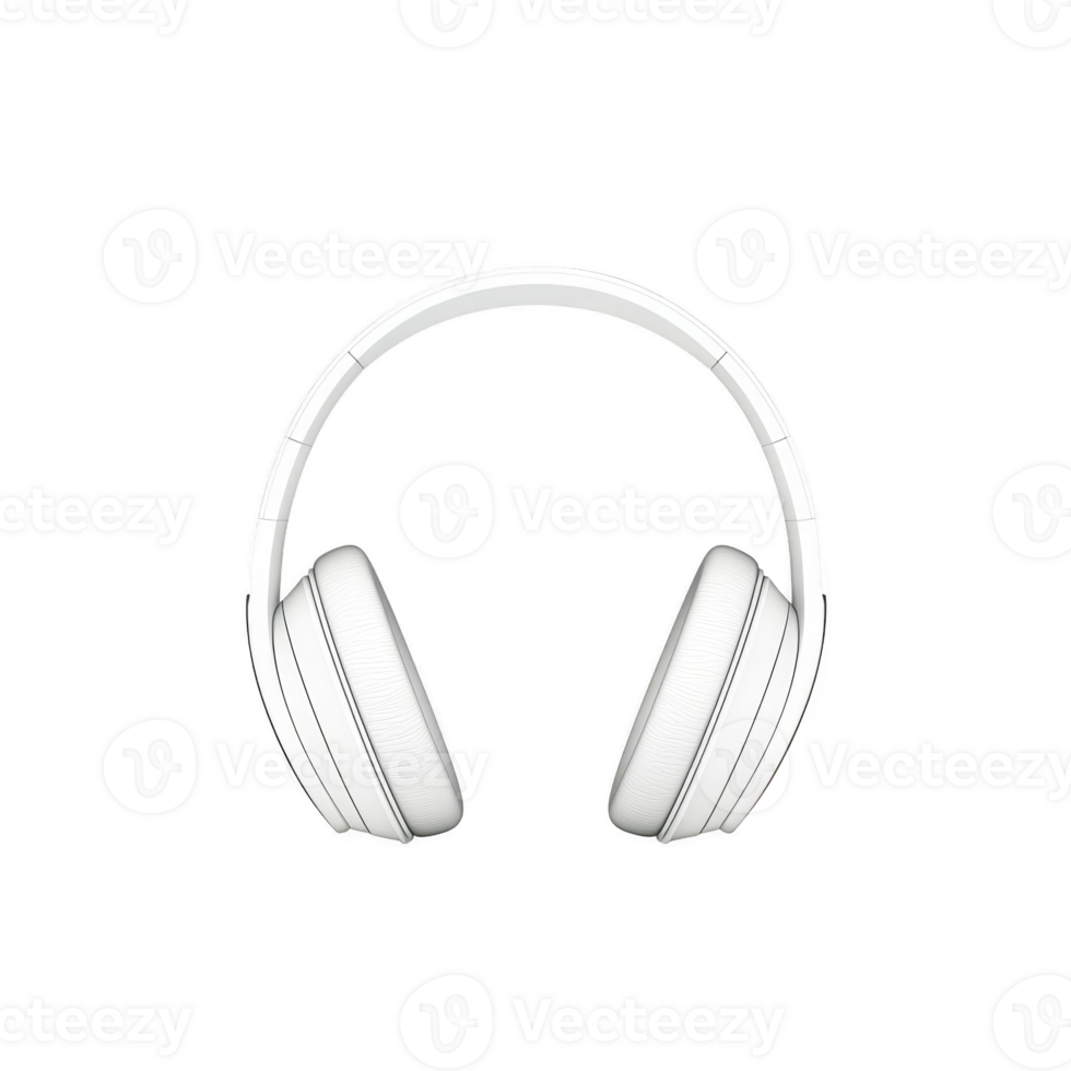 A White over ear headphones with sleek design, perfect for music lovers and audiophiles seeking high quality sound and comfort. Ideal for home or travel use png