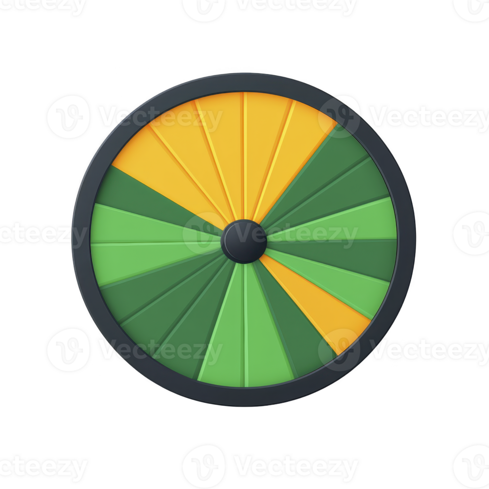 A colorful pie chart with alternating green and yellow segments, symbolizing data distribution and analysis. chart is circular with black border, representing statistical information visually png