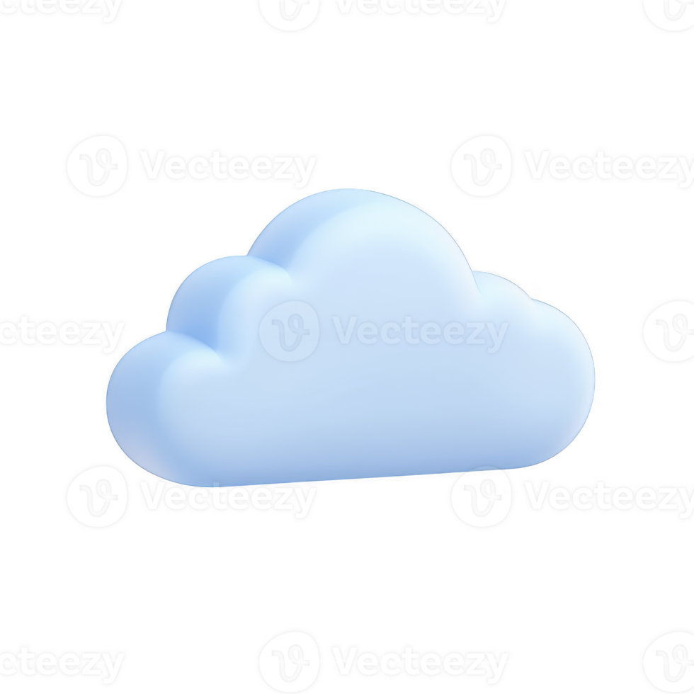 A 3D illustration of soft, light blue cloud with smooth texture, floating against transparency background, conveying sense of calm and tranquility png