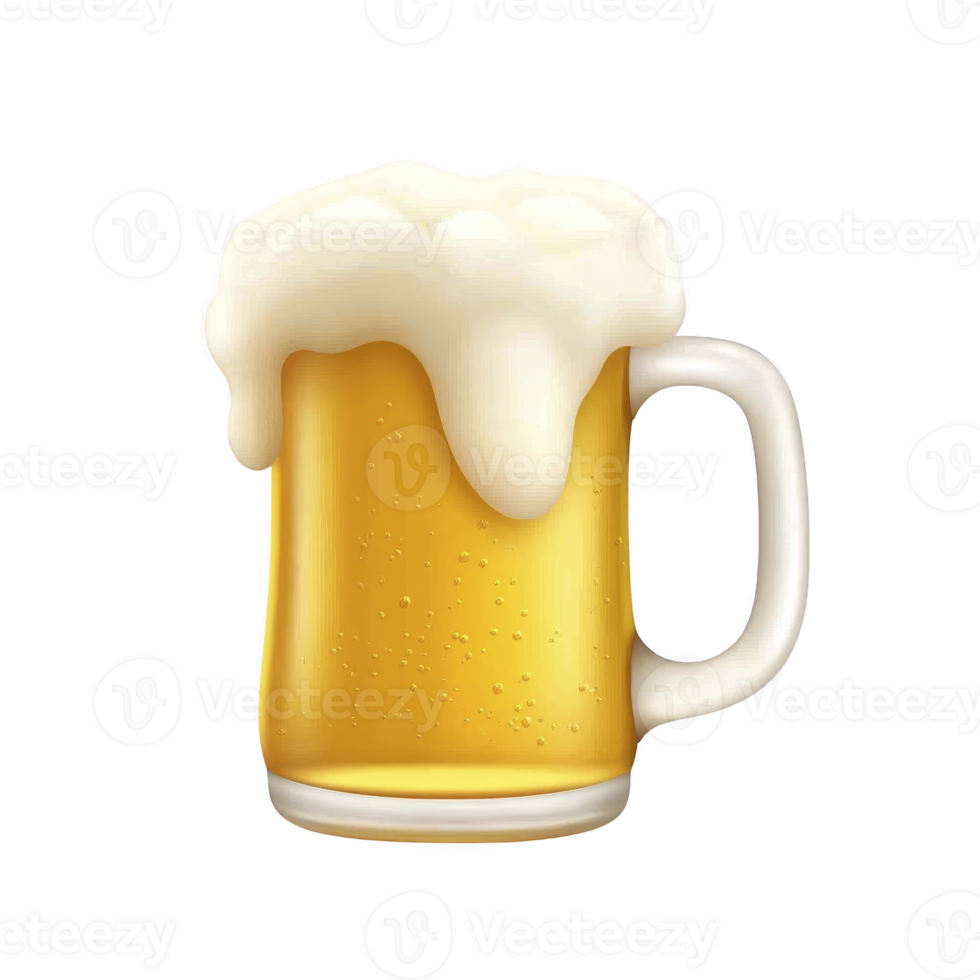 A frothy mug of beer with golden hue and bubbles rising to top, evoking sense of refreshment and relaxation png