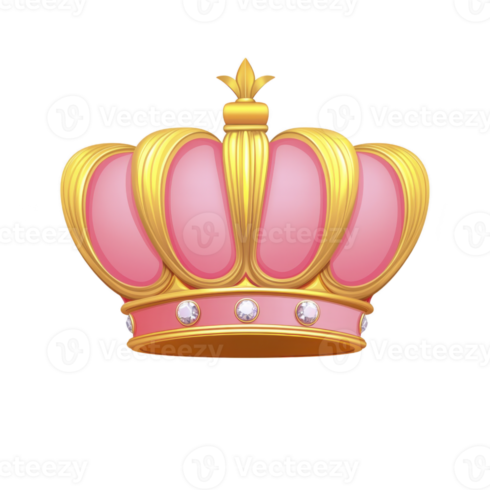 A pink and gold crown with jewels, symbolizing royalty and elegance, is depicted in this image. crown features classic design with luxurious appearance png