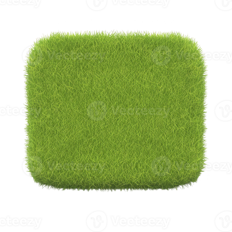 A rectangular patch of vibrant green grass with lush texture, isolated on transparency background, perfect for design projects or nature themed presentations png