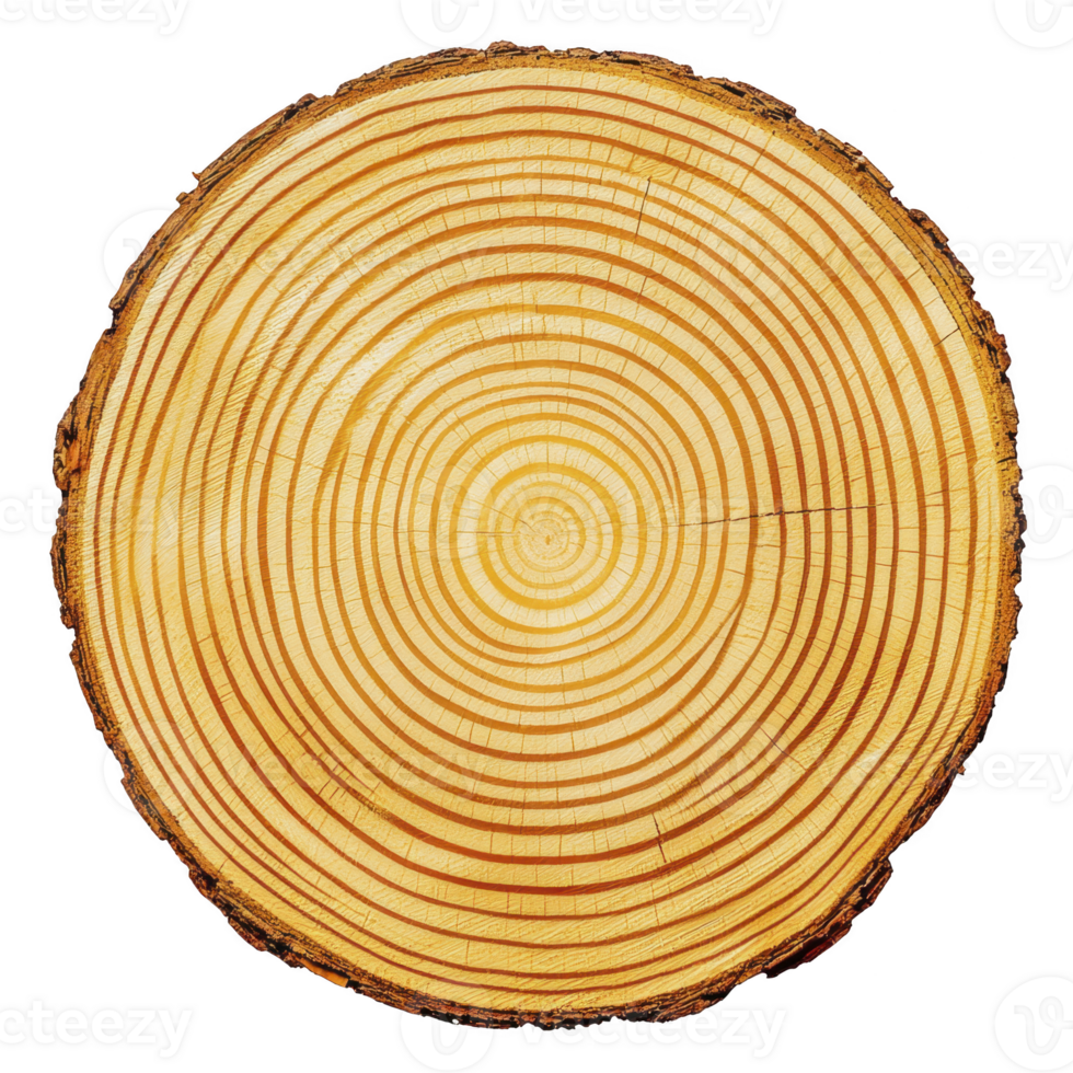 A cross section of tree trunk showing detailed growth rings, symbolizing age and history. concentric circles highlight natural texture and pattern of wood png