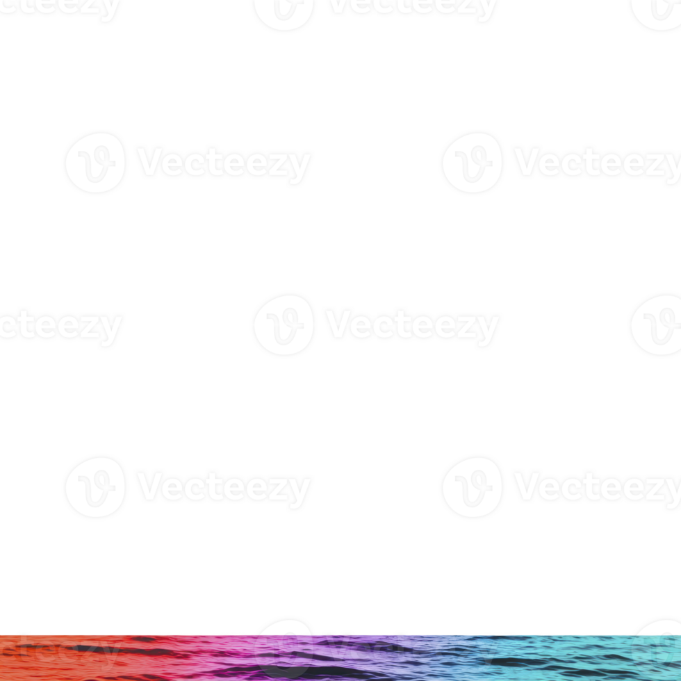 A vibrant gradient of colors transitions smoothly across bottom of image, resembling colorful ocean wave against stark transparency background. vivid hues range from pink to blue, creating striking png