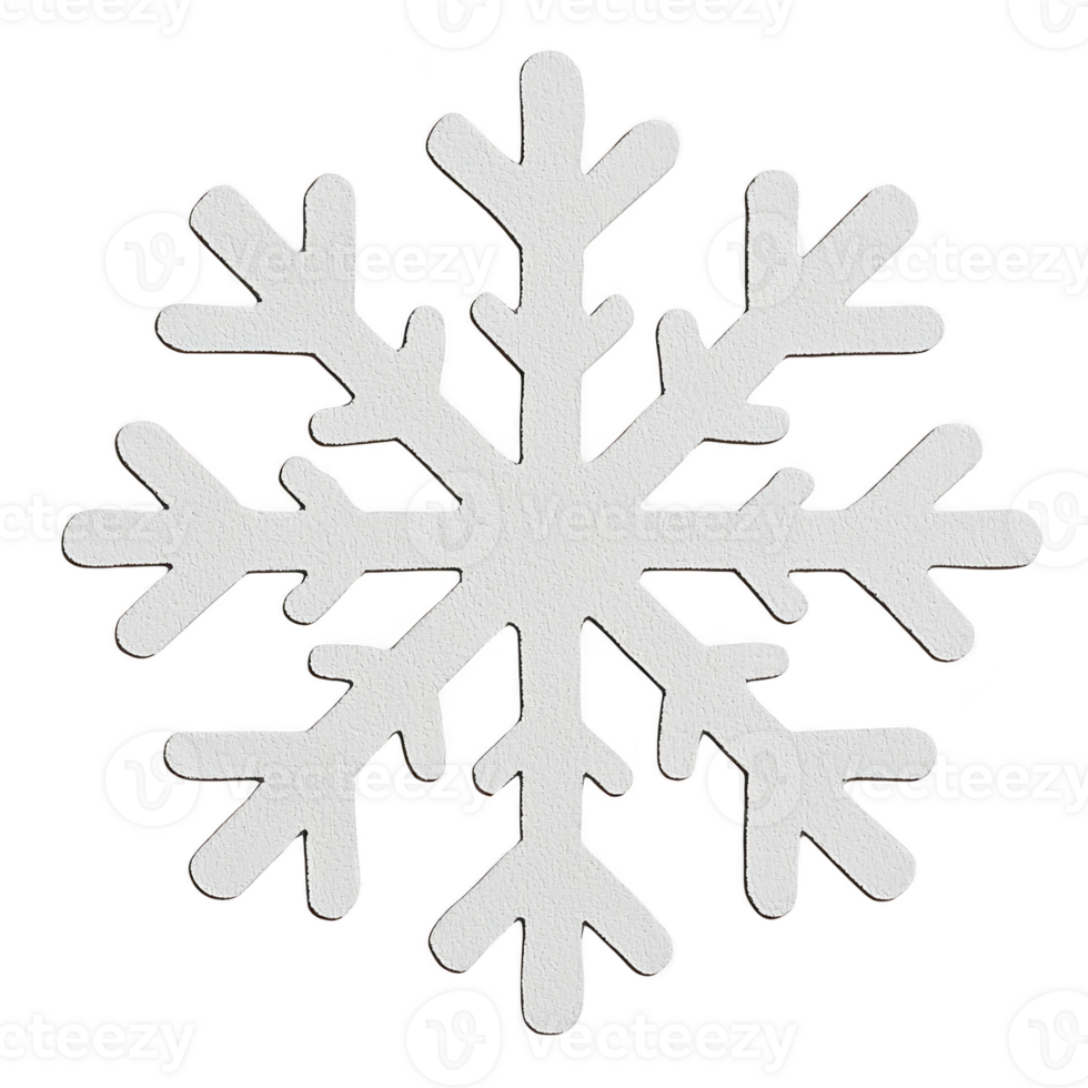 A white snowflake with intricate symmetrical patterns on transparency background, showcasing beauty of winter natural design png