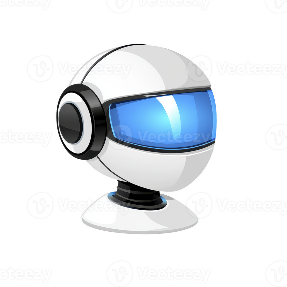 futuristic robot head with sleek white design and blue visor, showcasing advanced technology and innovation. smooth, rounded features give it friendly appearance png
