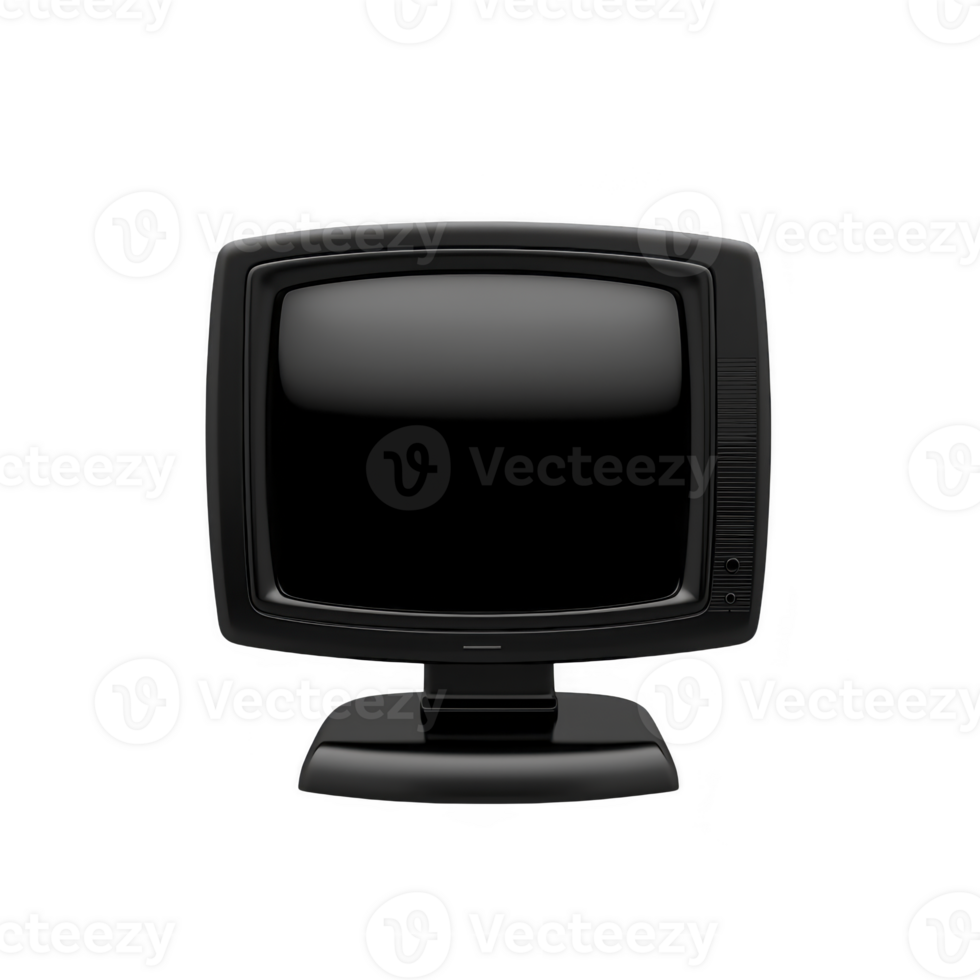 vintage CRT television with curved screen and black casing, evoking nostalgia. retro design highlights bulky frame and classic style, reminiscent of older technology png