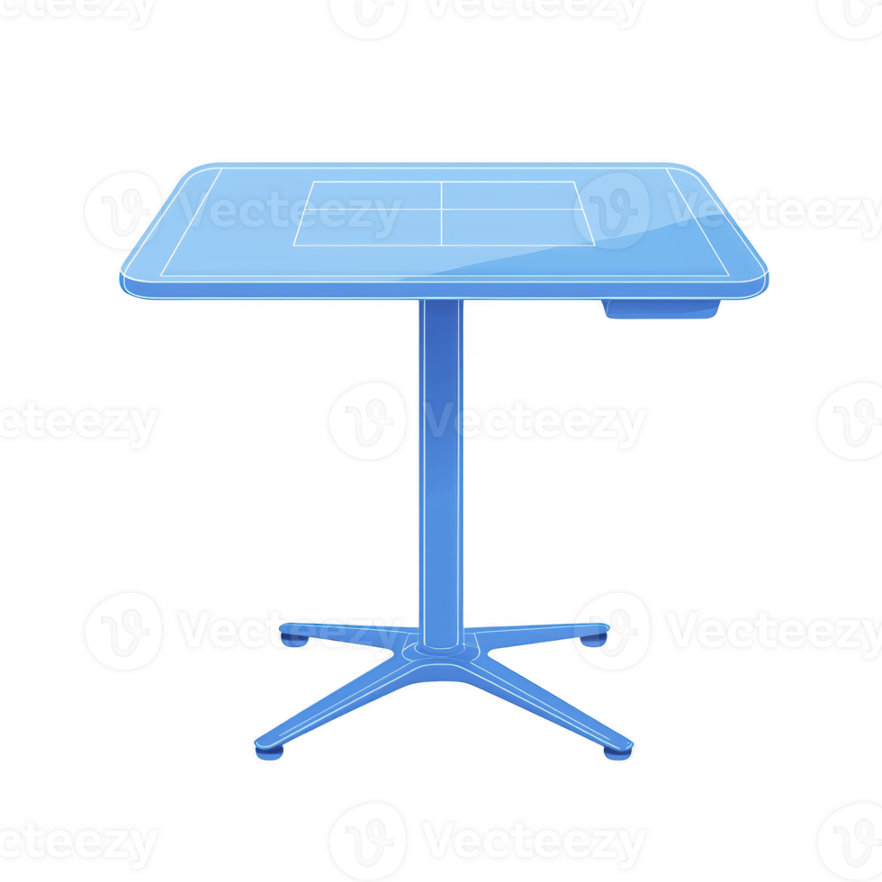 sleek, modern blue table with rectangular glass top and sturdy metal base, perfect for contemporary interiors. table features minimalist design with clean lines png